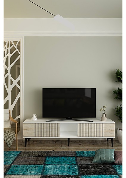 TSA1502BT - Corsa Tv Stand 150CM Beyaz- Traverten
