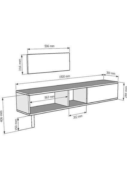 TSA1502BT - Corsa Tv Stand 150CM Beyaz- Traverten