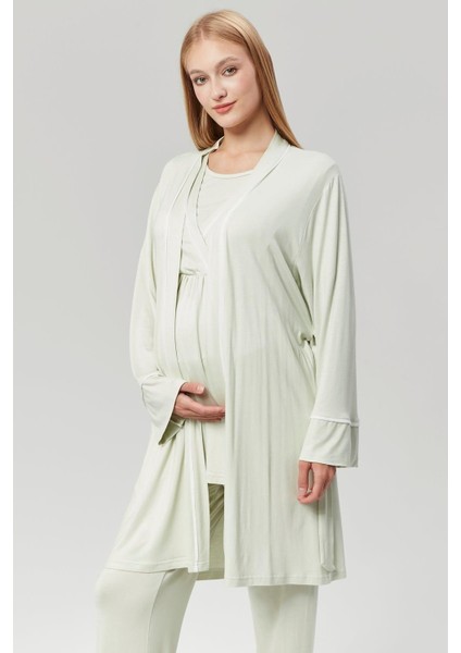 Pamuklu Kruvaze Yaka Lohusa ve Günlüğe Uygun Pijama Sabahlık Takımı fiyatları