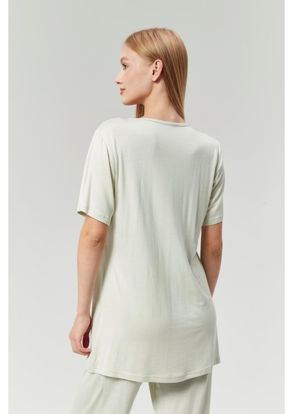 Pamuklu Kruvaze Yaka Lohusa ve Günlüğe Uygun Pijama Sabahlık Takımı