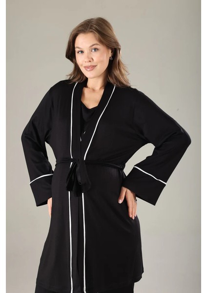 Pamuklu Kruvaze Yaka Lohusa ve Günlüğe Uygun Pijama Sabahlık Takımı