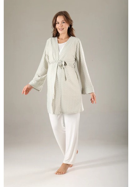 Pamuklu Kruvaze Yaka Lohusa ve Günlüğe Uygun Pijama Sabahlık Takımı fiyatları
