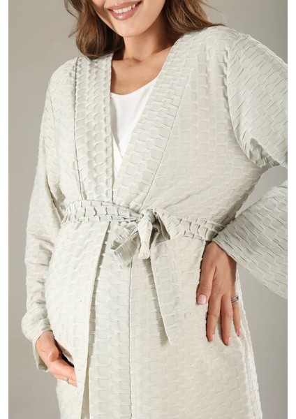 Pamuklu Kruvaze Yaka Lohusa ve Günlüğe Uygun Pijama Sabahlık Takımı modelleri