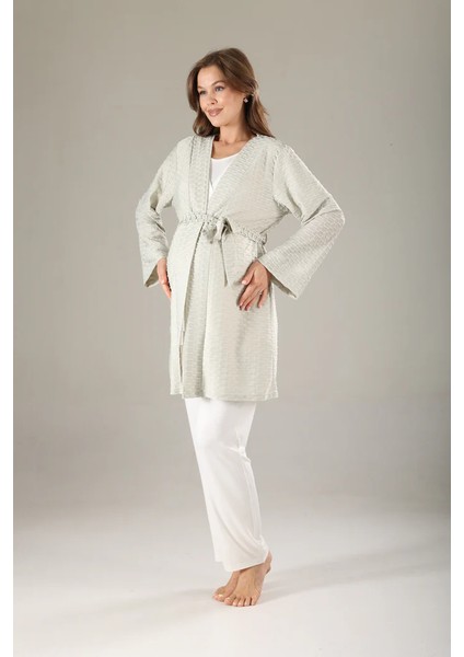 Pamuklu Kruvaze Yaka Lohusa ve Günlüğe Uygun Pijama Sabahlık Takımı fırsatları