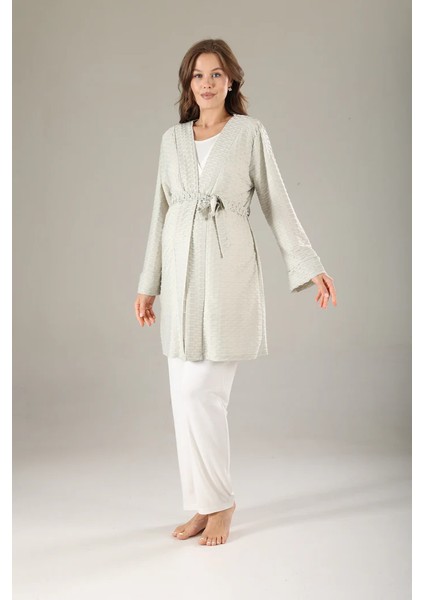 Pamuklu Kruvaze Yaka Lohusa ve Günlüğe Uygun Pijama Sabahlık Takımı indirimleri