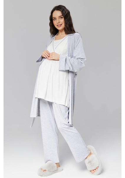 Pamuklu Kruvaze Yaka Lohusa ve Günlüğe Uygun Pijama Sabahlık Takımı fiyatları