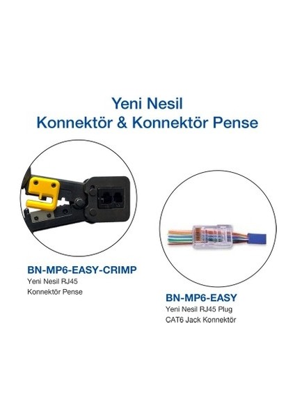 Kolay Tak Cat6 Konektörü, 3u ( Easyplug ) - 100 Lü Paket fiyatları