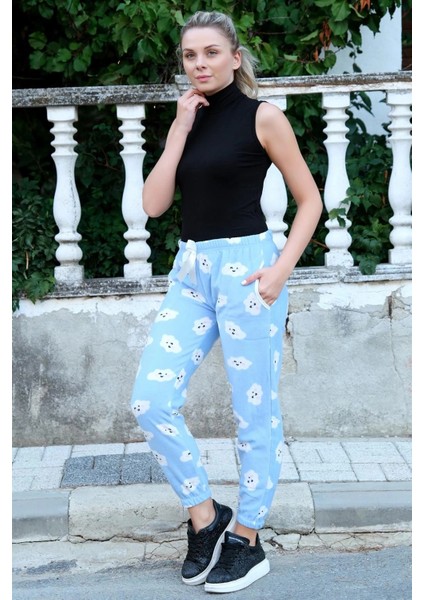 Kadın Welsoft Polar Tek Alt Pijama Mavi modelleri