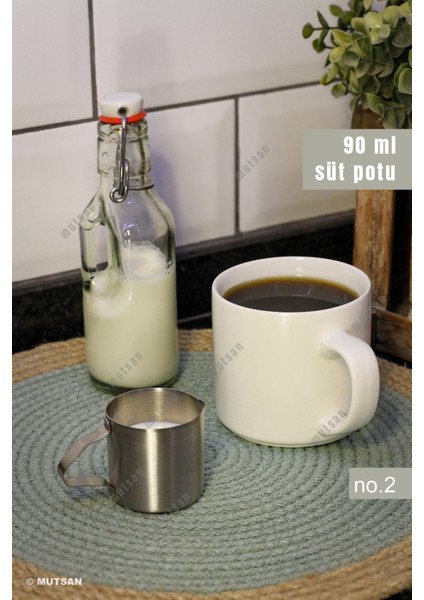 6'lı Mini Sütlük Seti - 90 ml | 304 Paslanmaz Çelik | Krema ve Süt Potu | Pitcher | Süt Sunum Kabı