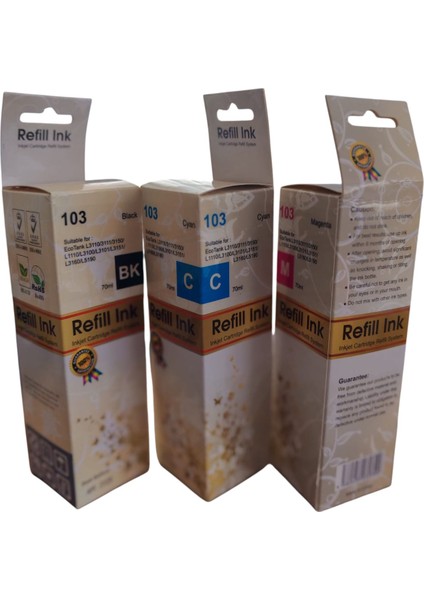 Epson Eco Tank L3110 / 3111 / 3150 103-101 Mürekkep 70ml SET fiyatları