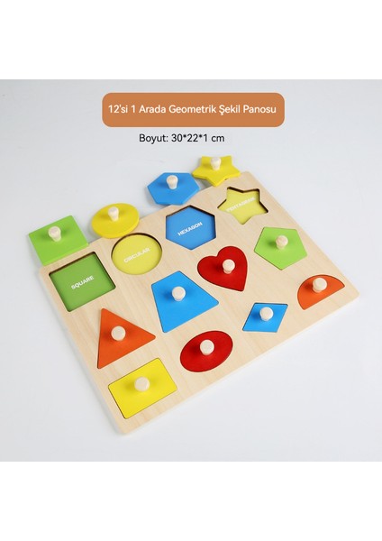 Montessori Geometrik Panel Erken Öğretim Yapboz (Yurt Dışından)