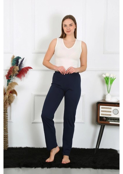 Kadın Pamuk Penye Tek Alt Pijama Lacivert