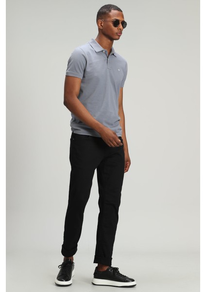Laon Spor Polo Yaka Erkek Tişört Siyah