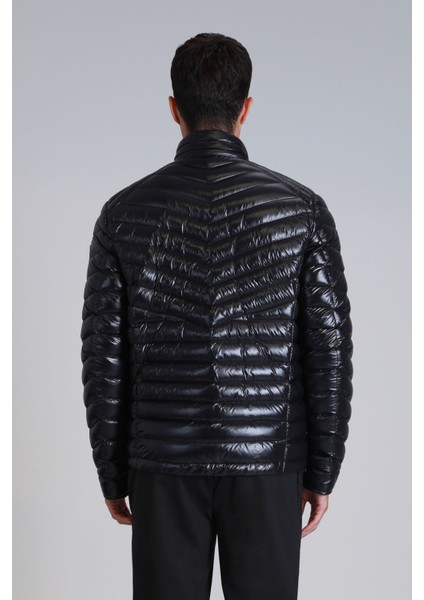 Luc Kaz Tüyü Erkek Mont Siyah