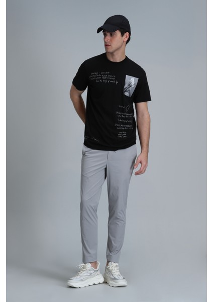 Fred Modern Grafik T- Shirt Siyah