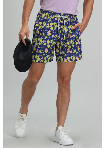 Geometrıc Erkek Deniz Şortu Siyah