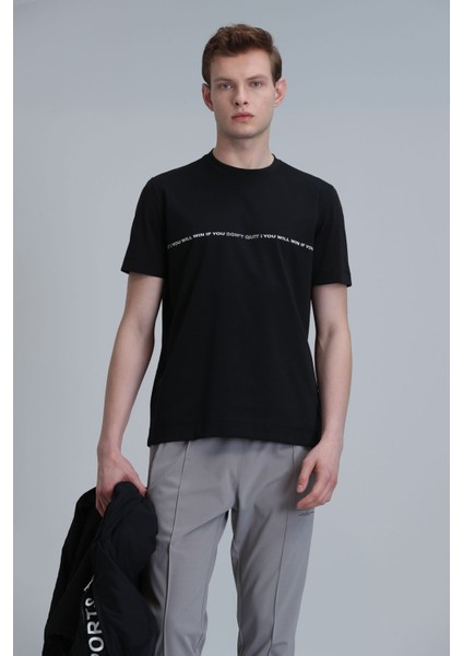 Carlos Modern Grafik T- Shirt Siyah