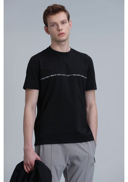 Carlos Modern Grafik T- Shirt Siyah