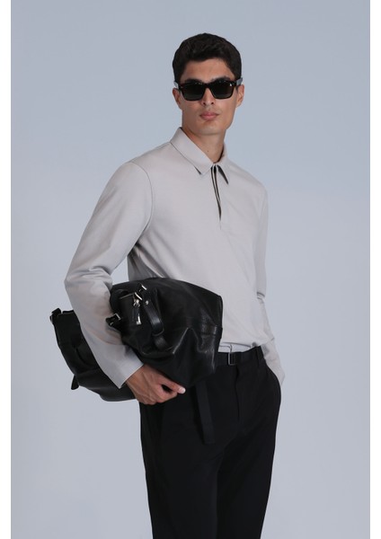 Evan Erkek Uzun Kol Tişört Siyah