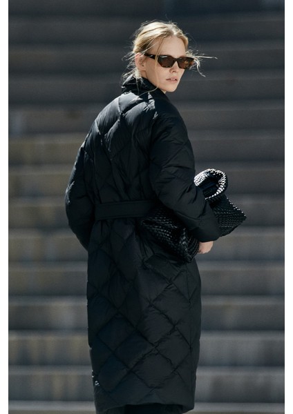 Lucy Kaz Tüyü Kadın Mont Siyah