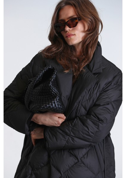 Lucy Kaz Tüyü Kadın Mont Siyah