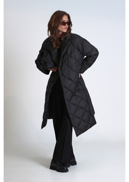 Lucy Kaz Tüyü Kadın Mont Siyah