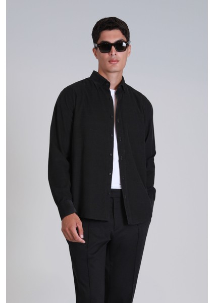 Water Erkek Basic Gömlek Slim Fit Antrasit