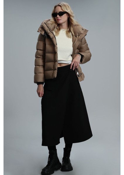 Rose Kaz Tüyü Kadın Mont Siyah