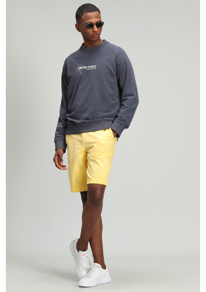 Zegler Spor Erkek Chino Şort Slim Fit Mavi