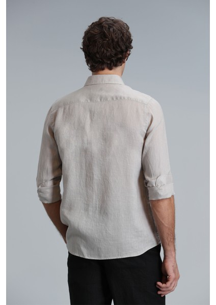 Pitaya Erkek Keten Gömlek Comfort Fit Siyah