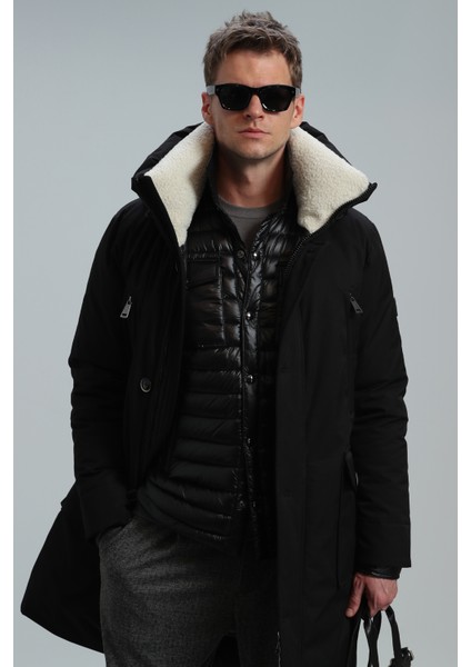 Cole Kaz Tüyü Erkek Mont Siyah