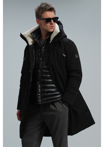 Cole Kaz Tüyü Erkek Mont Siyah