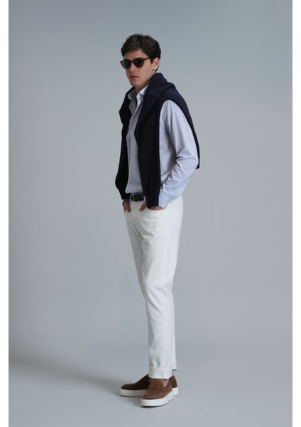 Varda Erkek Basic Gömlek Comfort Slim Fit Mavi