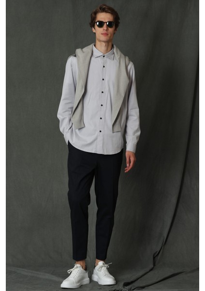 Quel Erkek Basic Gömlek Regular Fit Gri