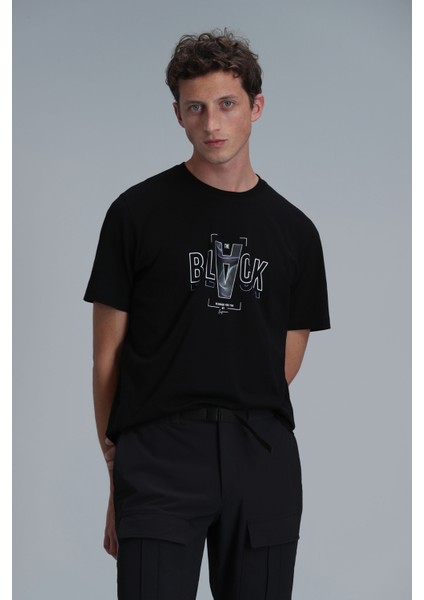 Adrıan Modern Grafik T- Shirt Siyah