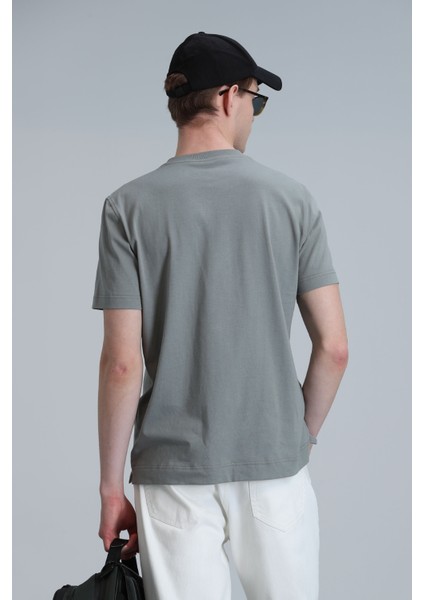 Nally Modern Grafik T- Shirt Koyu Saks