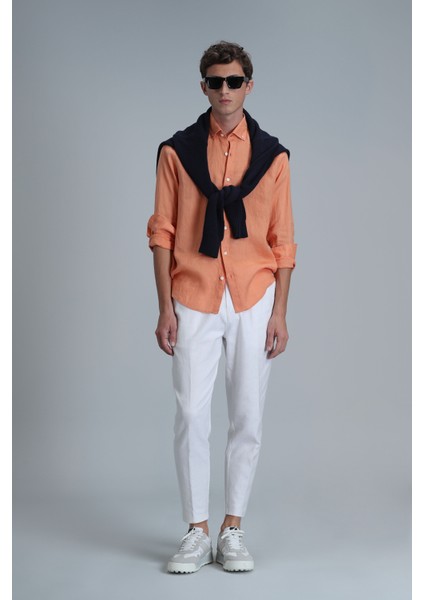 Pitaya Erkek Keten Gömlek Comfort Fit Siyah