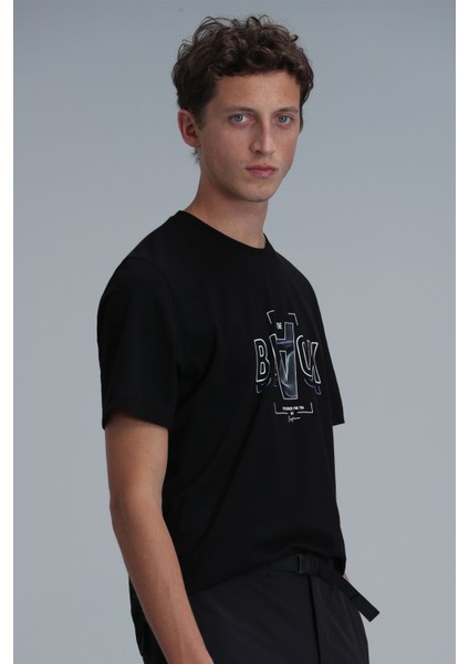 Adrıan Modern Grafik T- Shirt Siyah