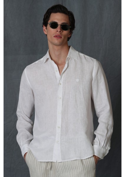 Pitaya Erkek Keten Gömlek Comfort Fit Siyah