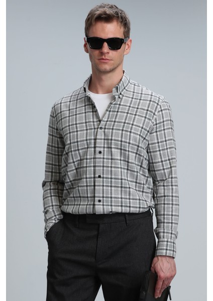 Lamira Erkek Basic Gömlek Comfort Slim Fit Gri