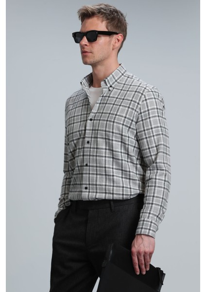 Lamira Erkek Basic Gömlek Comfort Slim Fit Gri