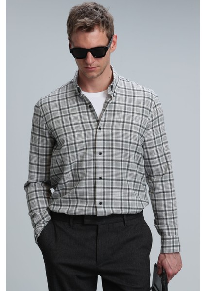Lamira Erkek Basic Gömlek Comfort Slim Fit Gri