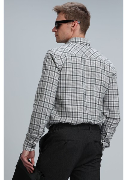 Lamira Erkek Basic Gömlek Comfort Slim Fit Gri