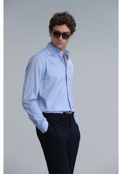 Danıel Erkek Basic Gömlek Regular Fit Mavi