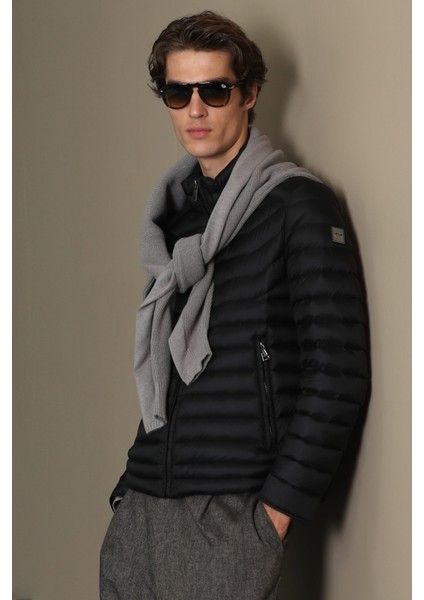 Andy Kaz Tüyü Erkek Mont Siyah