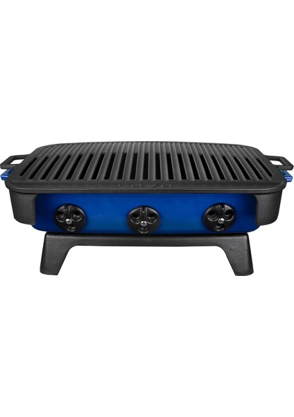 Döküm Mangal 36X45 Cm, Alt Stand, Üst Izgara, Kömür Teli, Mavi Renkli
