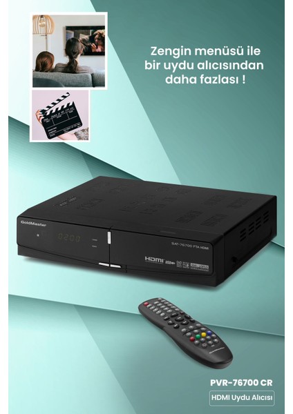 HDMI Çıkışlı, Tüplü ve Uyumlu Scart Dijital Uydu Alıcısı, Siyah Renk