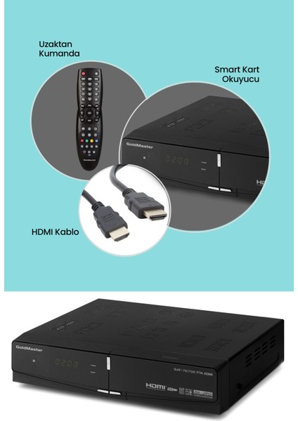 HDMI Çıkışlı, Tüplü ve Uyumlu Scart Dijital Uydu Alıcısı, Siyah Renk fiyatları