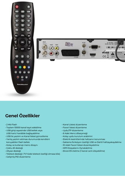 HDMI Çıkışlı, Tüplü ve Uyumlu Scart Dijital Uydu Alıcısı, Siyah Renk modelleri