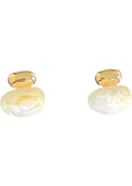 Gold Renkli Oval Küpe